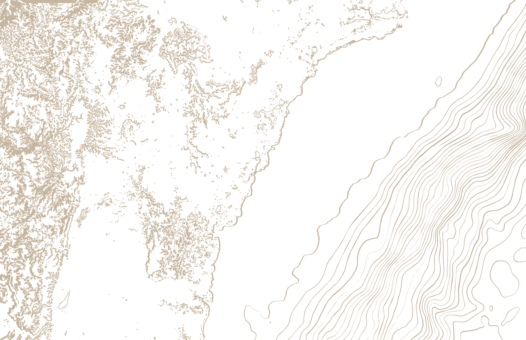 Contour map of the coast