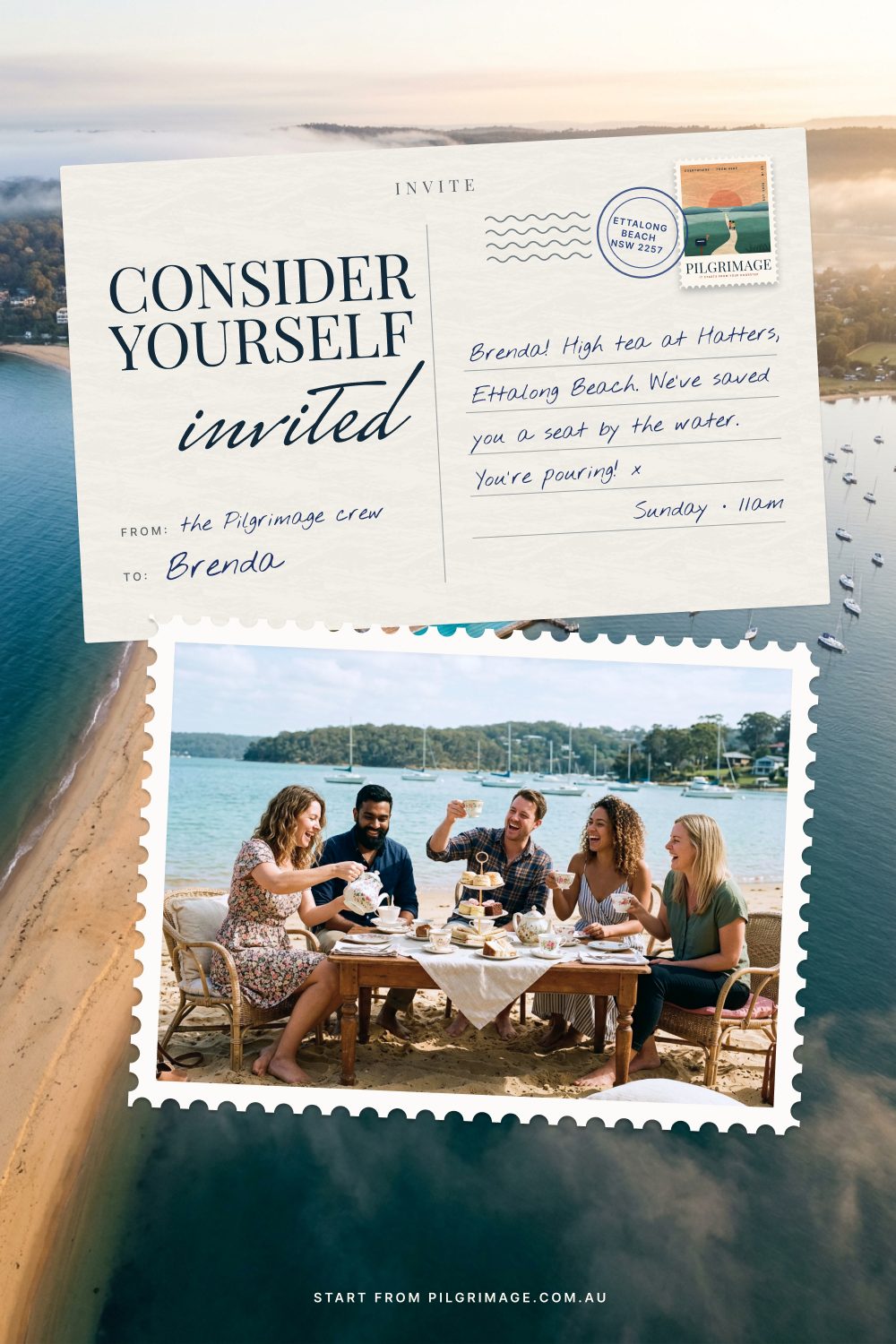 Key visual 1: an invitation to Brenda, Ettalong Beach
