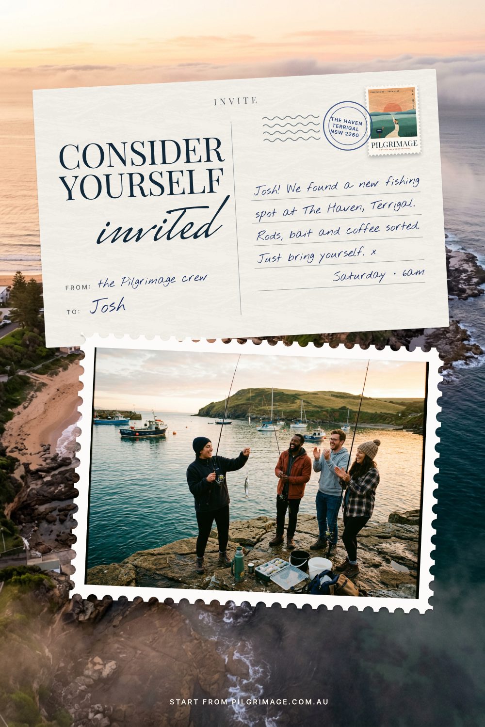 Key visual 2: an invitation to Josh, The Haven, Terrigal