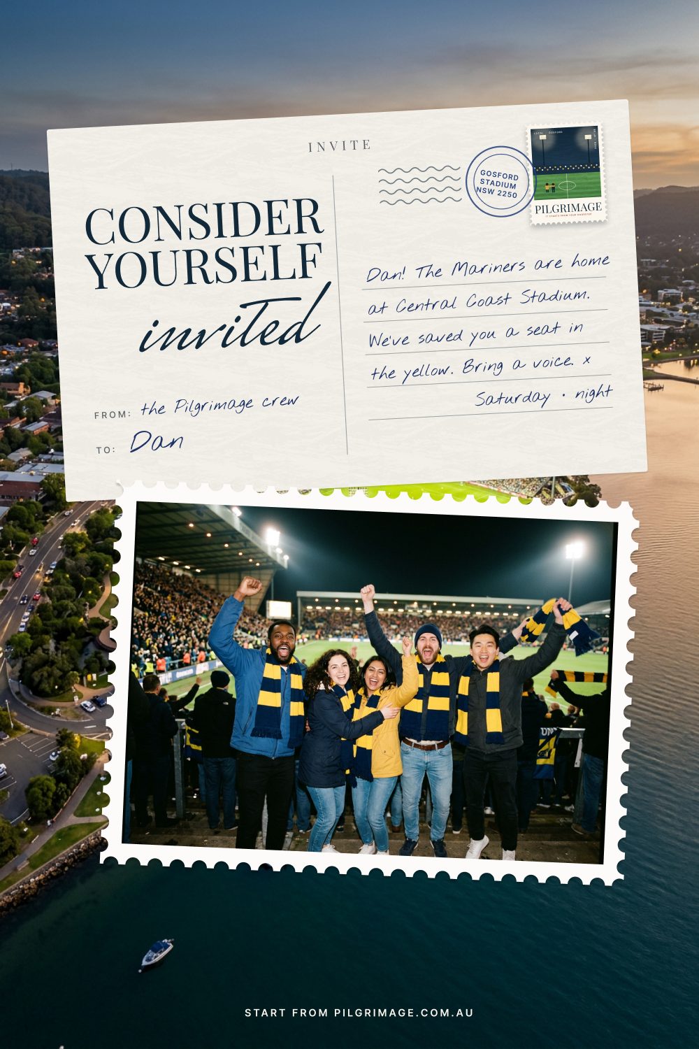 Key visual 8: an invitation to Dan, Central Coast Stadium