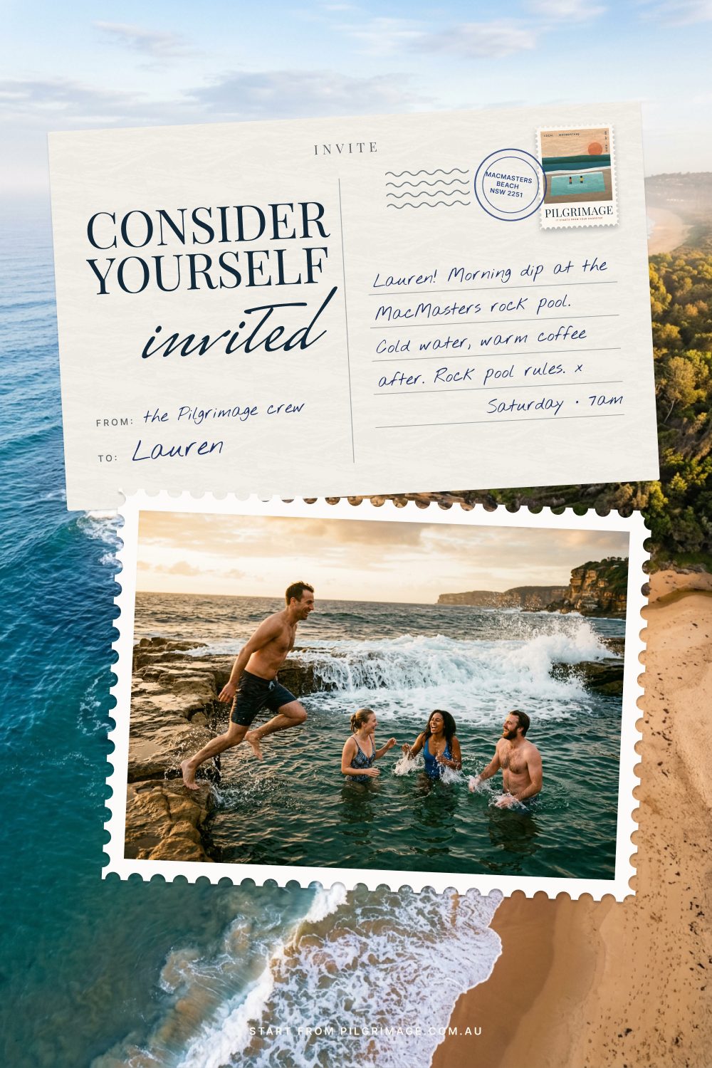 Key visual 9: an invitation to Lauren, MacMasters Beach