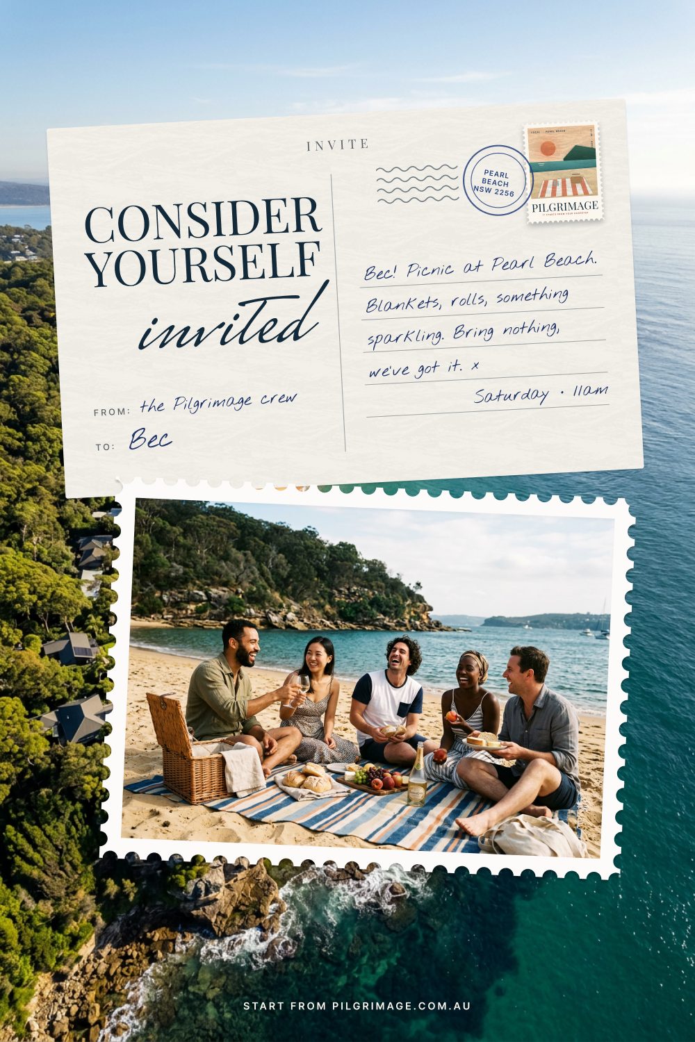 Key visual 11: an invitation to Bec, Pearl Beach