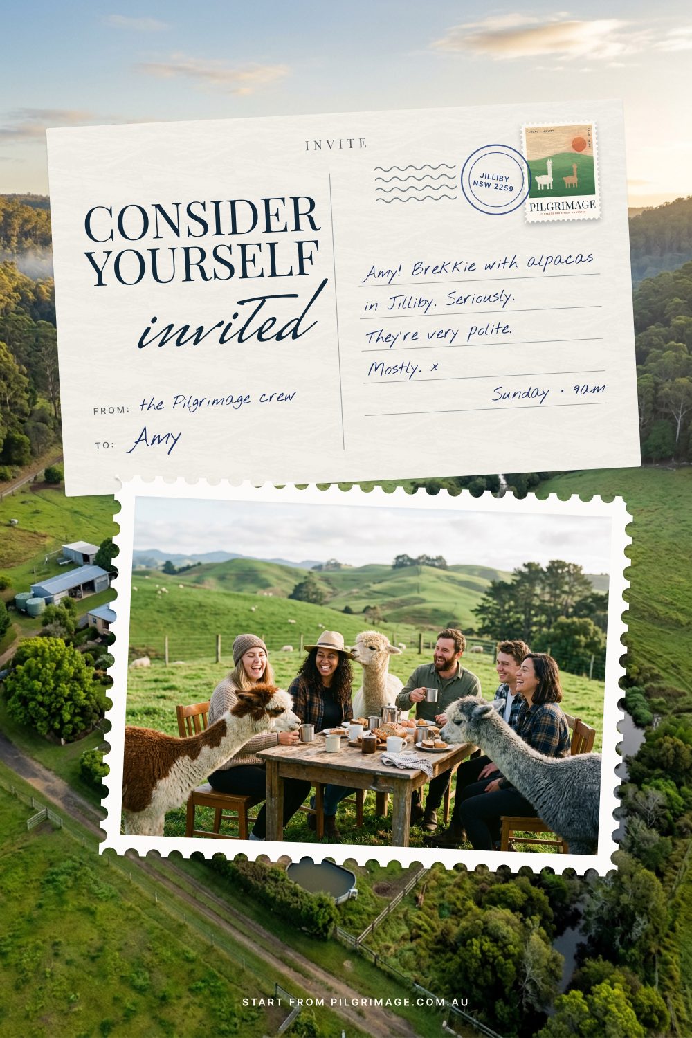 Key visual 15: an invitation to Amy, Jilliby