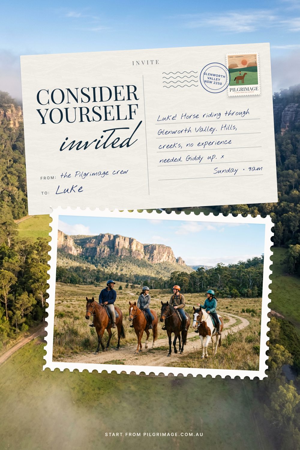 Key visual 16: an invitation to Luke, Glenworth Valley