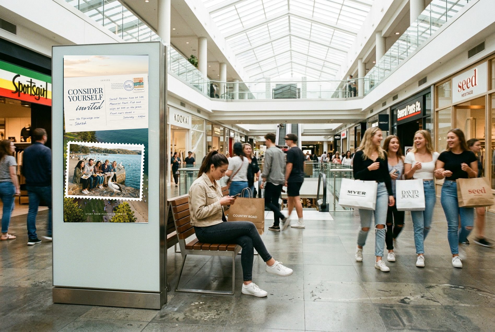 Shopping centre screen