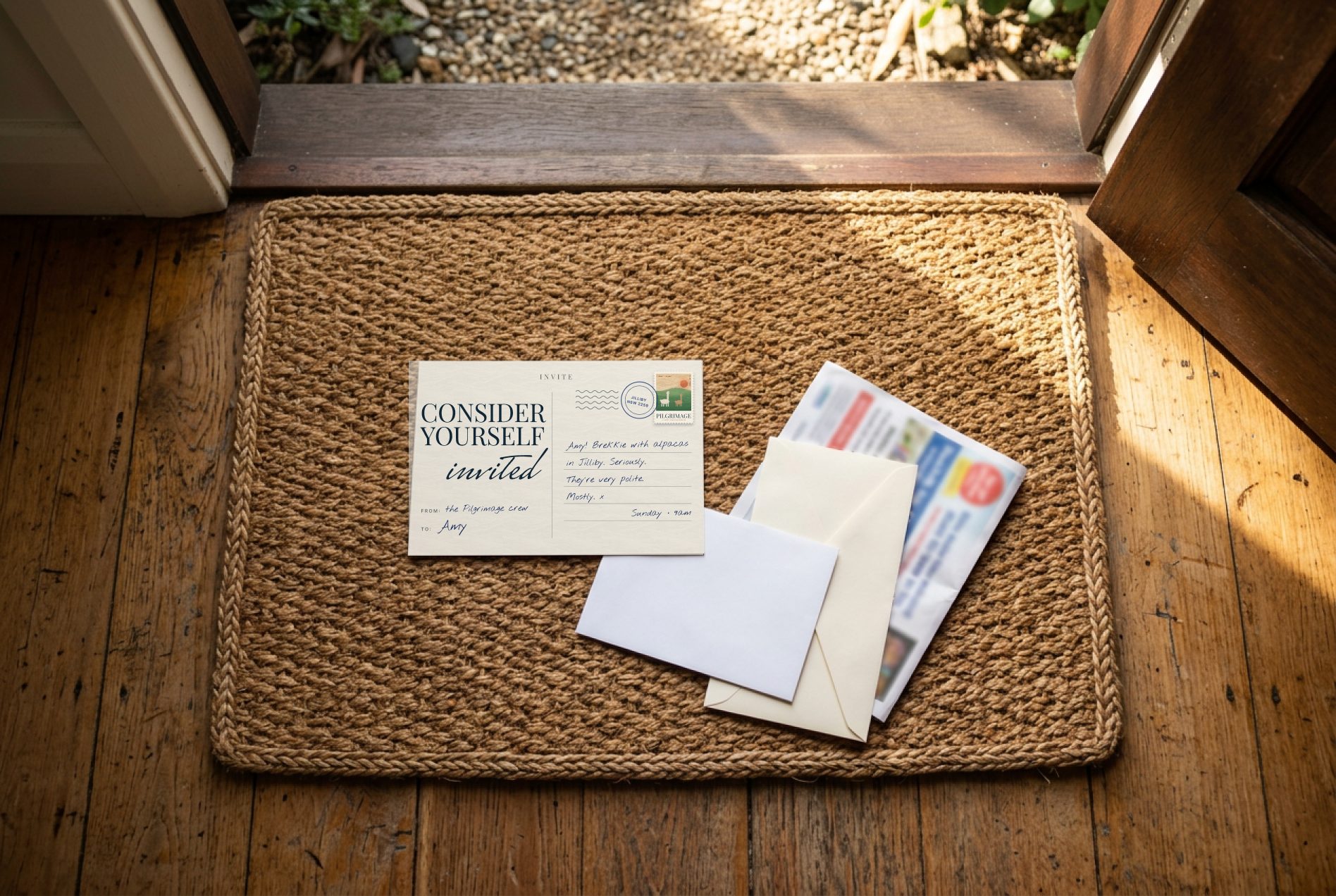 Postcard on the doormat