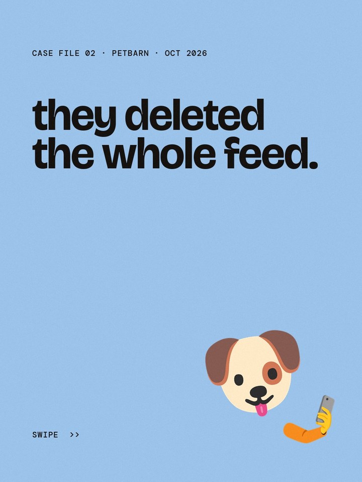 Case File cover: Petbarn deleted its whole feed.
